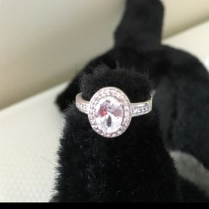 Oval Cubic Zirconia Diamond White Gold-Plated Bra